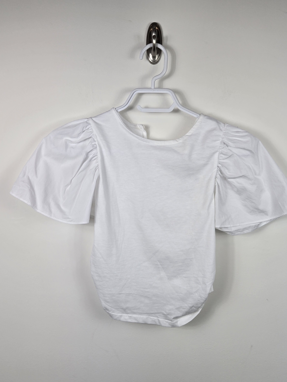 Zara Girls White Puff Sleeve Cotton Top 8Y Cottagecore Boho NWT